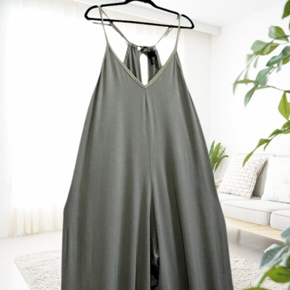 Bobi Sage Green Draped Modal Cotton Jersey Jumpsuit Romper | Size Small - Picture 7 of 14
